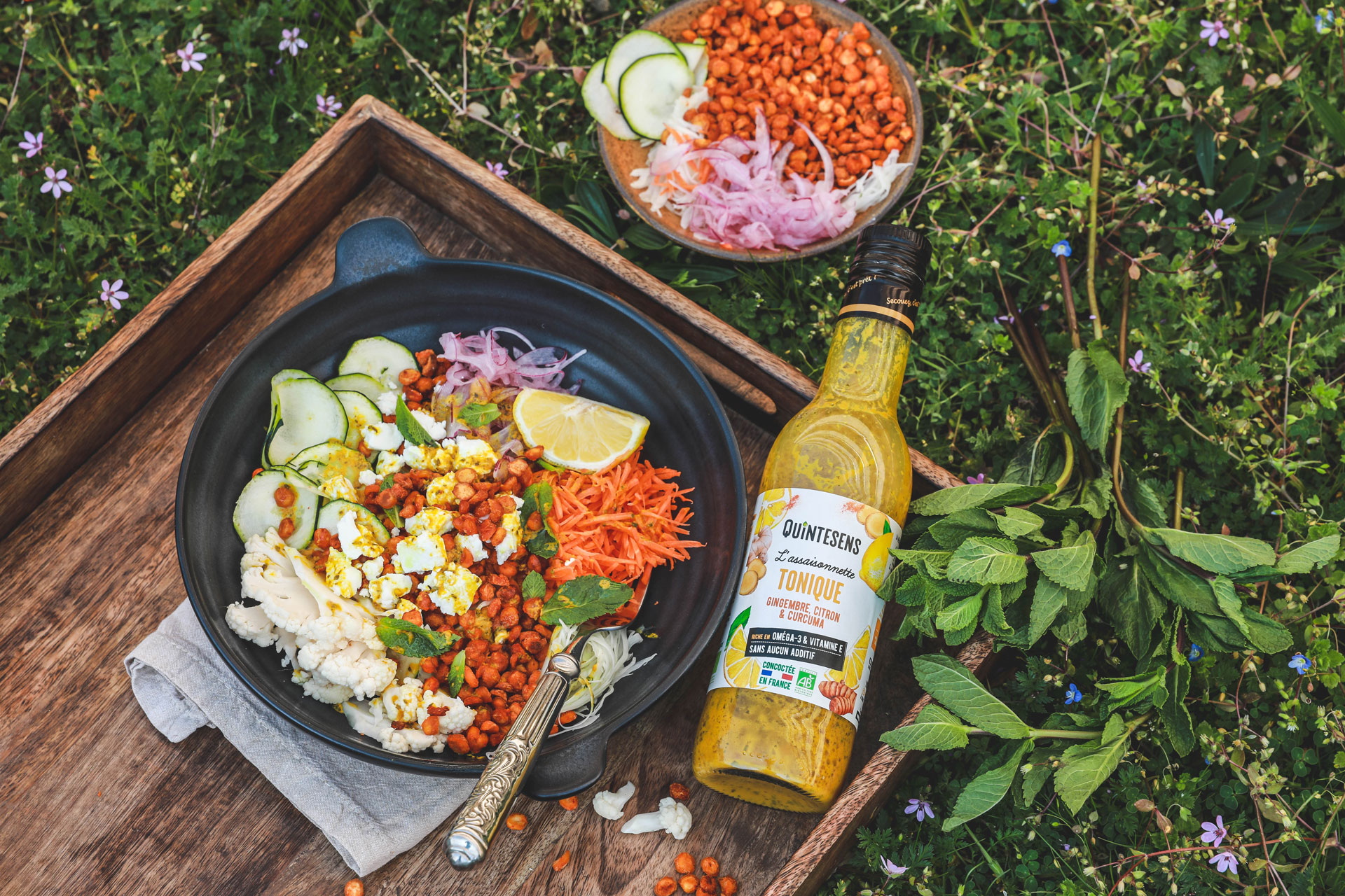 Salade de pois chiches rôtis, féta et menthe