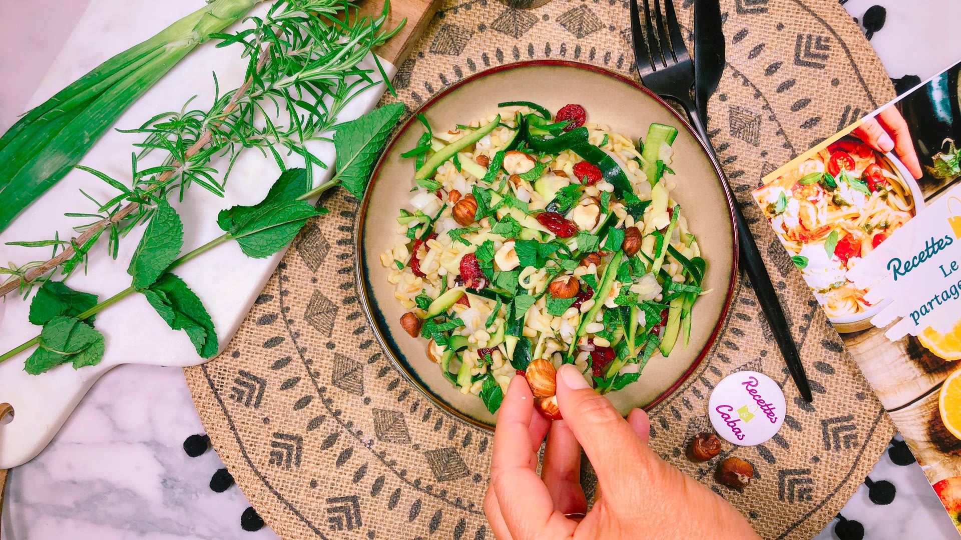 Salade de blé tendre tagliatelles de courgette