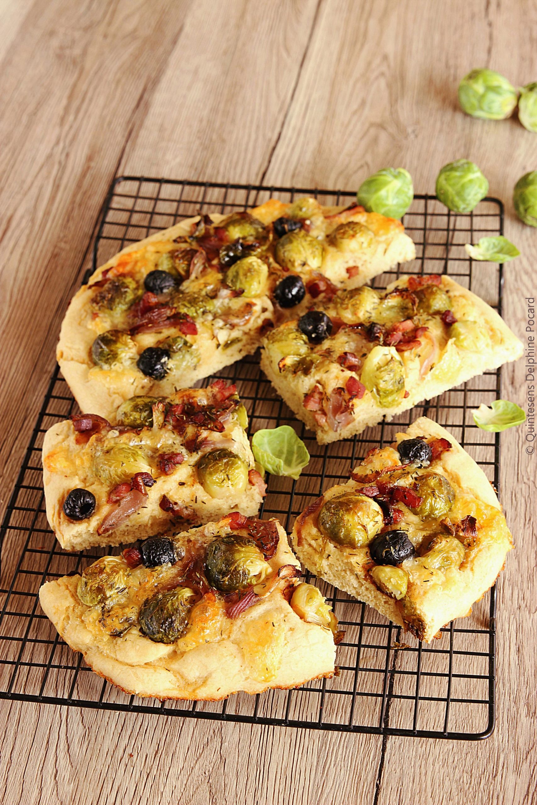 FOCACCIA AU CHOU DE BRUXELLES ET PETITS LARDONS
