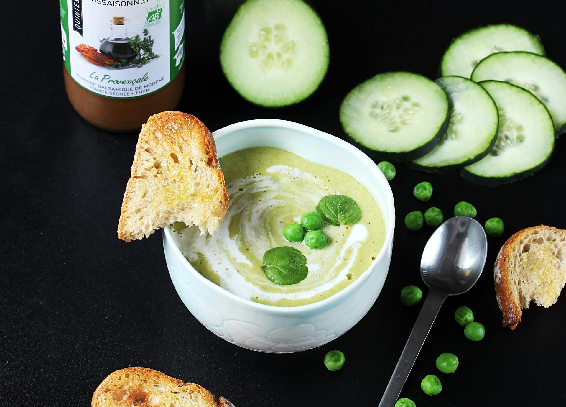 Gaspacho petits pois et menthe