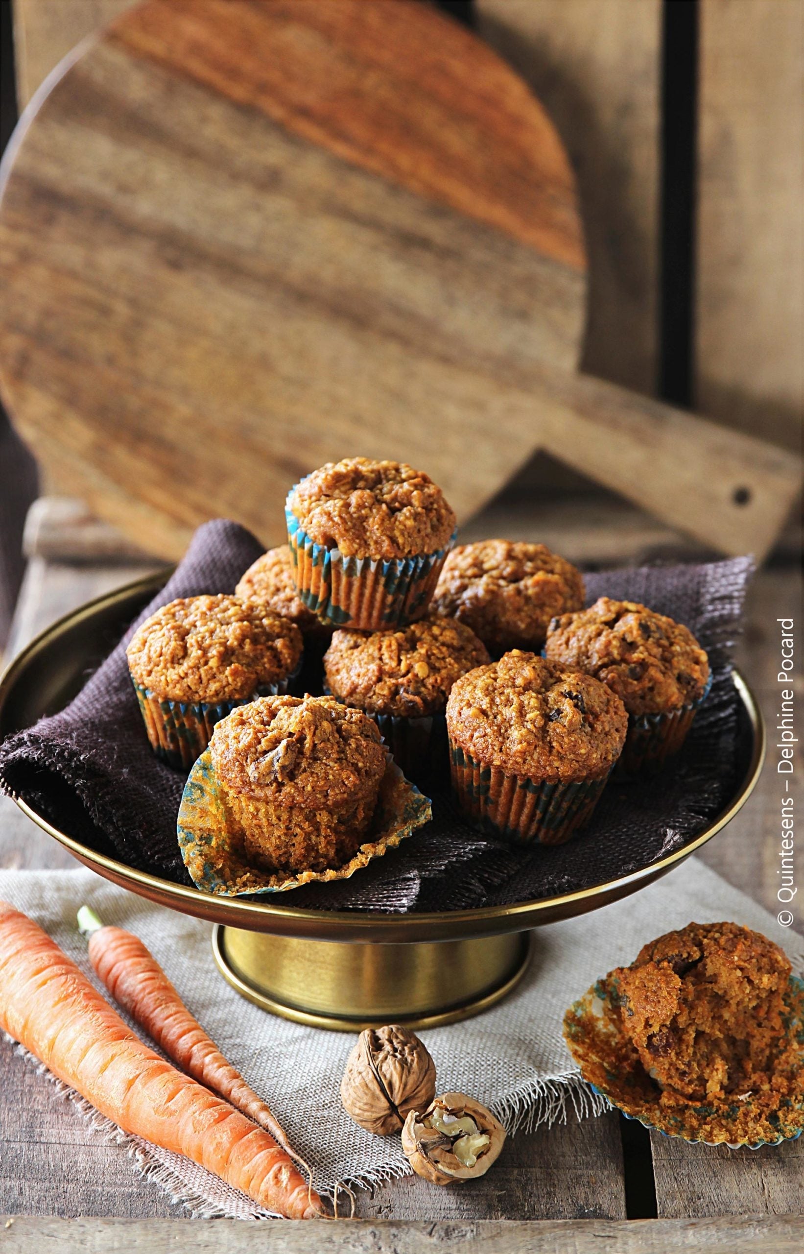 Muffins carotte, noix et fleur d’oranger (sans gluten)