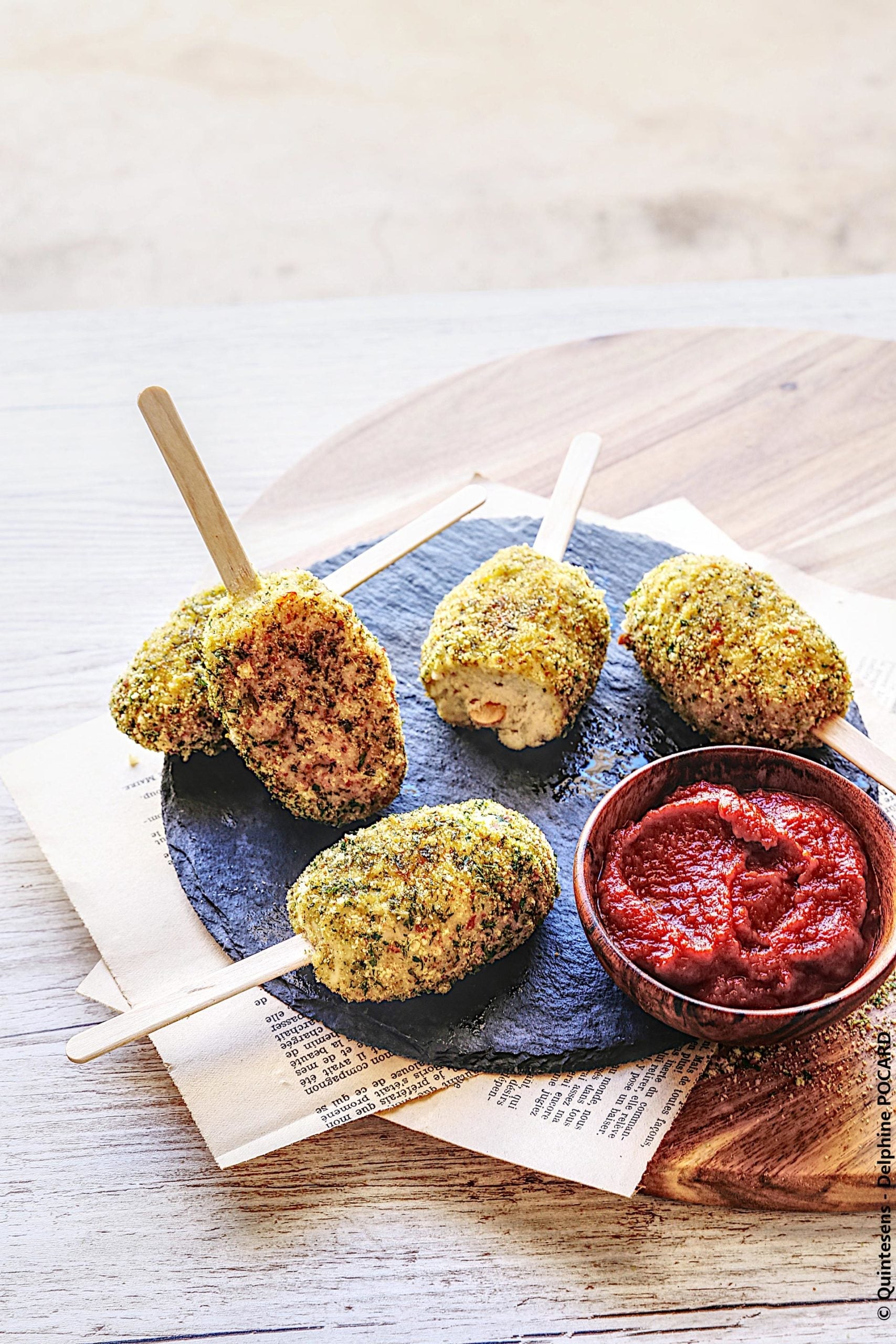 Nuggets de poulet en sucettes, sauce ketchup