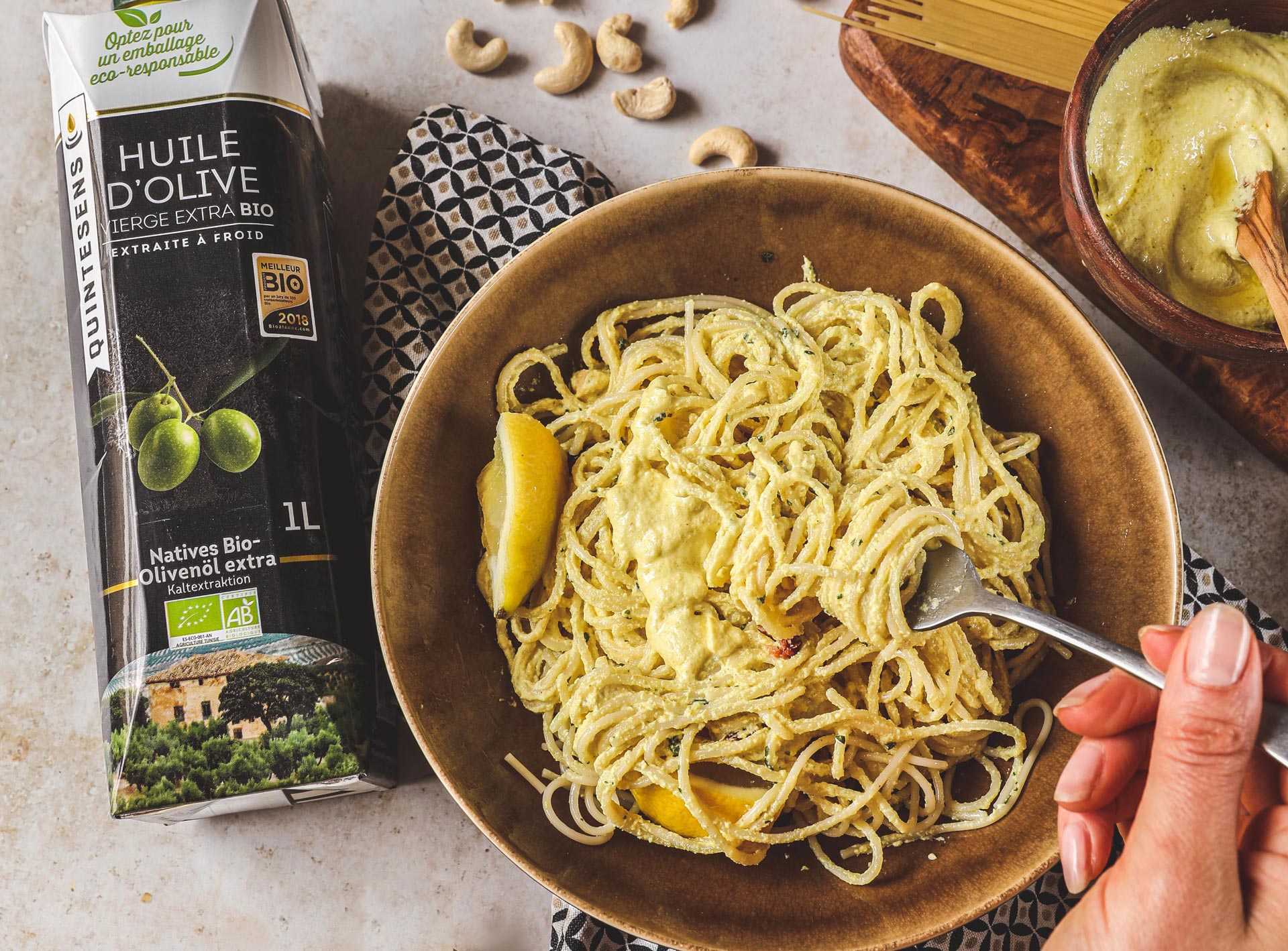 Pâtes à la crème de cajou