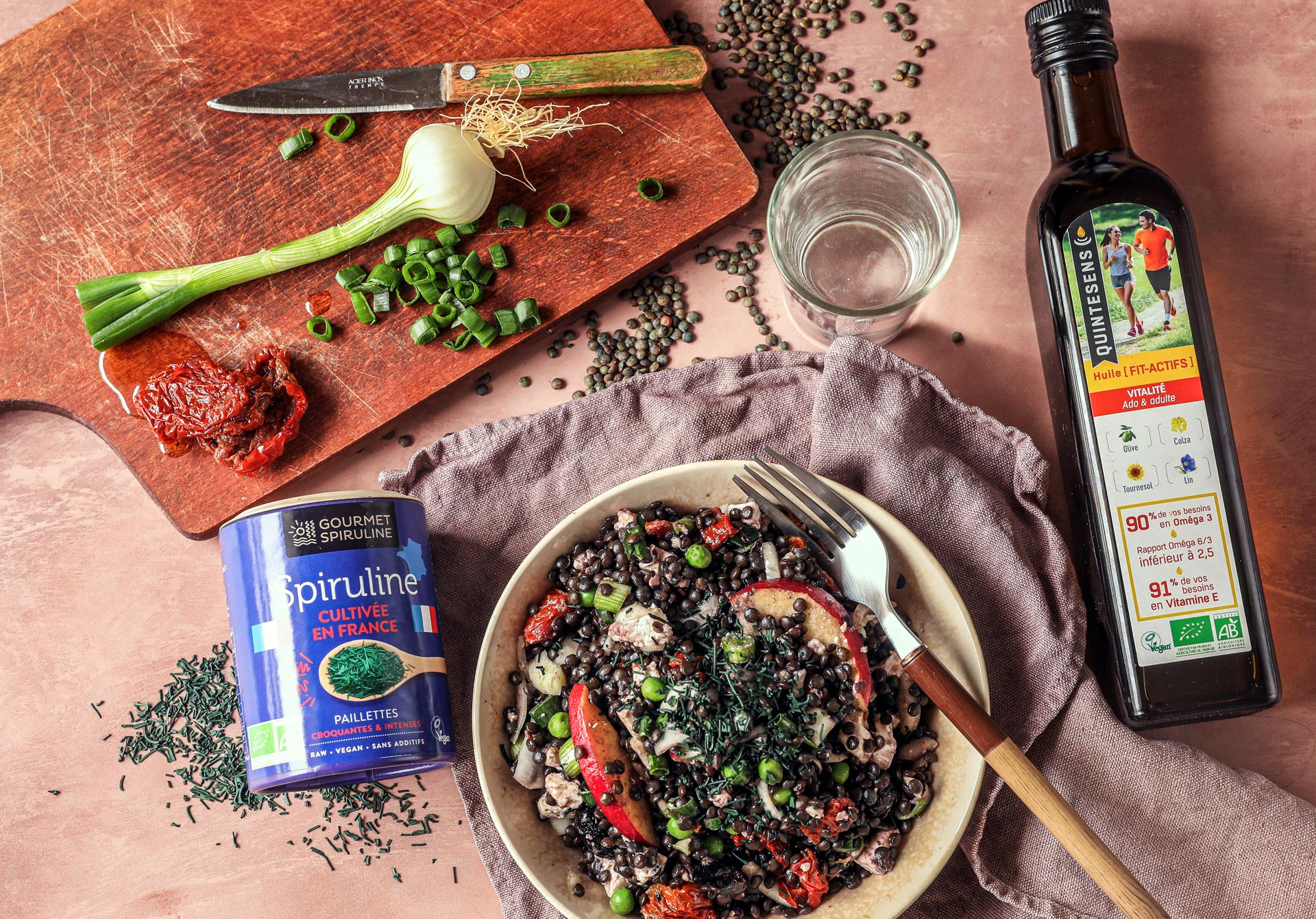 Salade de lentilles et spiruline