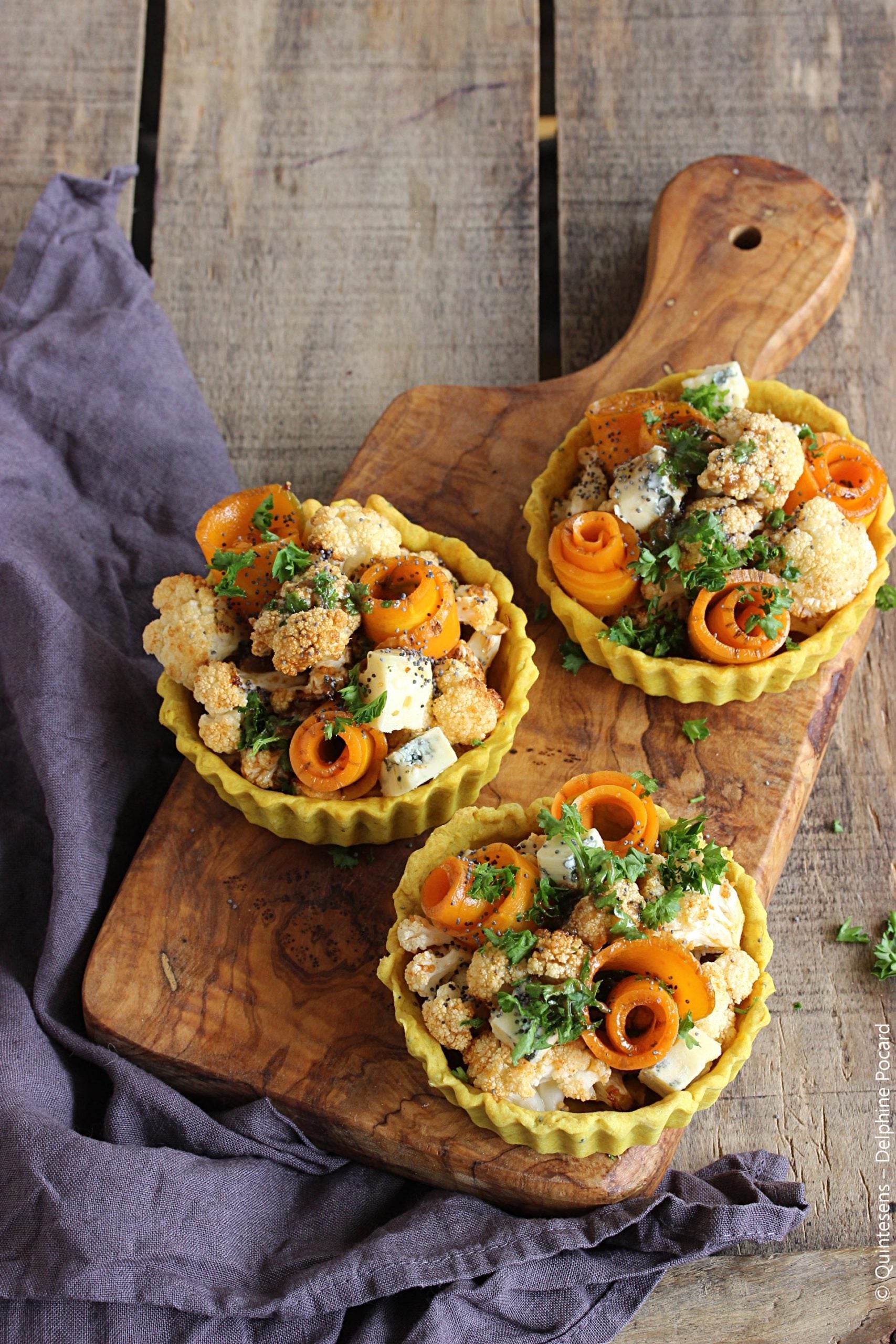 Tartelettes au chou-fleur et Bleu d'Auvergne