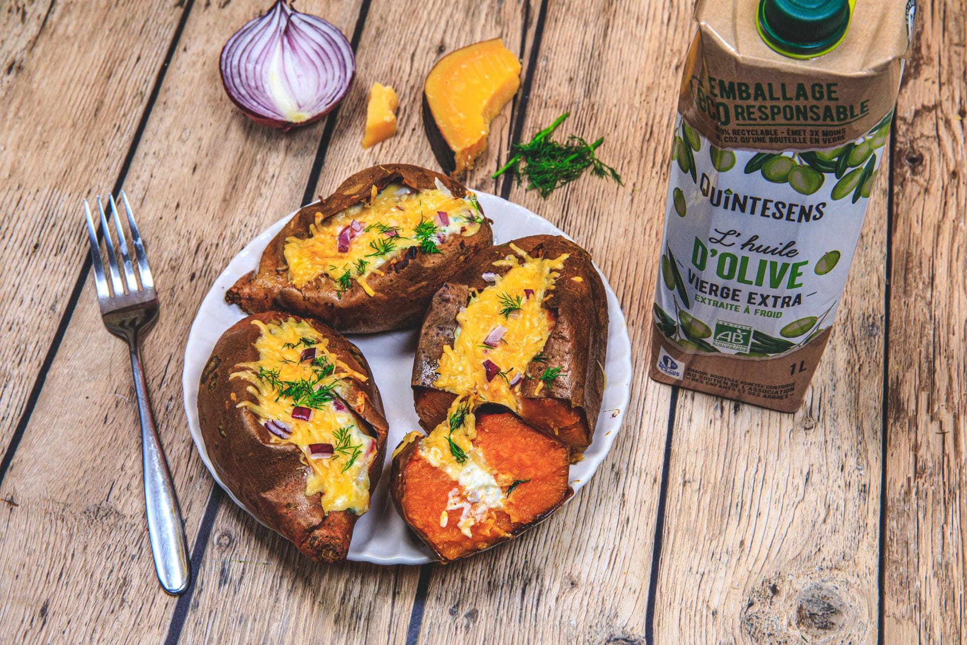 Patate douce farcie au vieux gouda