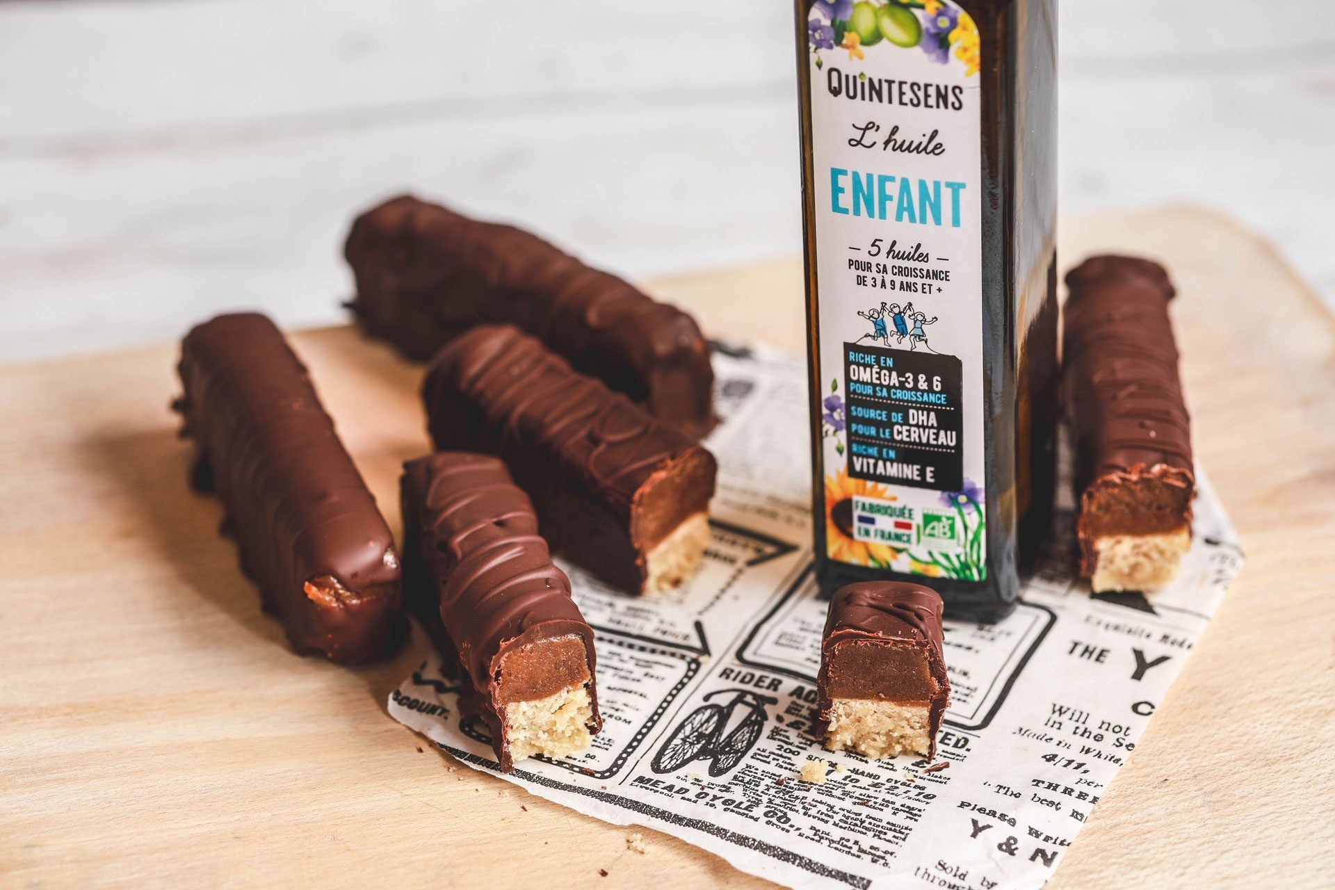 recette de twix vegan sain et bio avec l'huile enfant quintesens