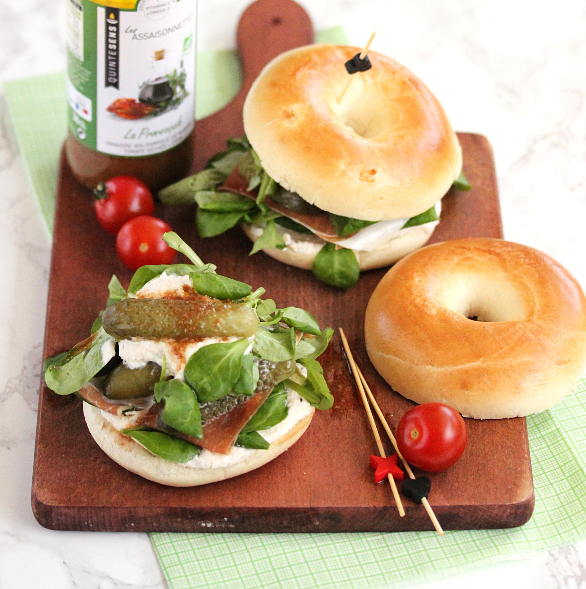 Bagels jambon cru et ricotta Recette bio Quintesens